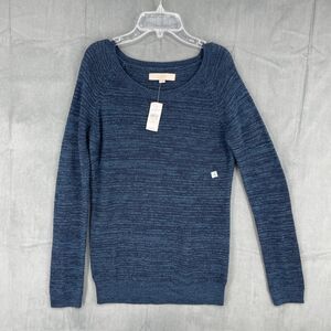Ann Taylor Loft Knit Sweater Womens Medium Blue Long Sleeve Round Neck Cotton